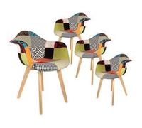 Chaise Altobuy PATCHWORK - Lot de 4 Fauteuils Scandinaves Multicolore -