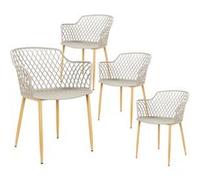 TRESSIE - Lot de 4 Fauteuils Taupe Pieds Effet Bois Verni - Altobuy Marron