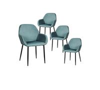 ALESSIA - Lot de 4 Fauteuils Velours Côtelé Bleu Canard -