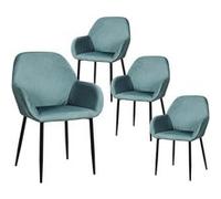 ALESSIA - Lot de 4 Fauteuils Velours Côtelé Bleu Canard -