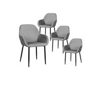ALESSIA - Lot de 4 Fauteuils Velours Côtelé Gris -