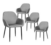 ALESSIA - Lot de 4 Fauteuils Velours Côtelé Gris -