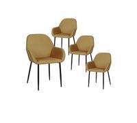 ALESSIA - Lot de 4 Fauteuils Velours Côtelé Jaune Moutarde - Altobuy Jaune