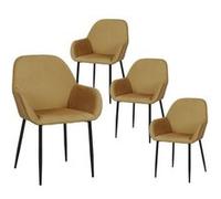 ALESSIA - Lot de 4 Fauteuils Velours Côtelé Jaune Moutarde - Altobuy Jaune