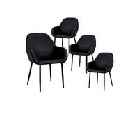 Lot de 4 Fauteuils Velours Côtelé Noir - ALESSIA -