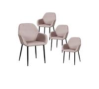 Lot de 4 Fauteuils Velours Côtelé Rose - ALESSIA -
