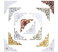 Lot de 4 Faux Appliques Bois Sculpté, Équerres d’Angle Vintage, Moulures Décoratives pour Bords, Coffrets à Bijoux, Boîtes Cadeaux, Coin de Meubles, Fleurs 3D(Size:Type B-56CM,Color:Or blanc)