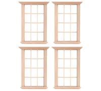 Lot de 4 fenêtres miniatures en bois robuste pour maisons de poupées, modèles enfants à l'échelle 1 à 12 pour les amateurs de mode, utilisation quotidienne, petite fenêtre en bois