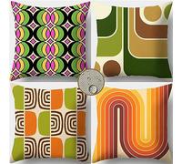 Lot de 4 Ferme Housses de Coussins 60x60 cm Coussin Decoratif Canape JauneLine Housse De Coussin Exterieur Impermeable pour Canapé Salon Exterieur Cecoratif Canape Chambreé,Chaise,Jardin Decoratif