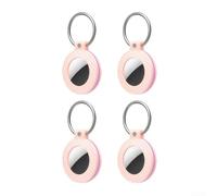 Lot de 4 fermoirs de verrouillage en fibre de carbone pour Airtag (rose + | Fermoir de verrouillage sécurisé, protection contre les chutes, résistant aux rayures, convient aux clés et aux sacs