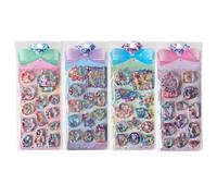 Lot de 4 feuilles d'autocollants 3D pour - Autocollants de récompense mignons avec paillettes - Pour cahier d'école, anniversaire, enseignant, récompense en classe