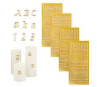 Lot de 4 feuilles d'autocollants en cire pour bougies avec lettres majuscules et minuscules pour baptême, communion, mariage, carte de vœux, enveloppe