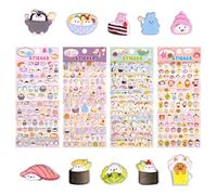 Lot de 4 feuilles d'autocollants mignons gonflés 3D pour enfants et adultes | Adorable petit autocollant Capybara Kawaii | Autocollant amusant pour coque de téléphone, Guka, Water Botter, travaux