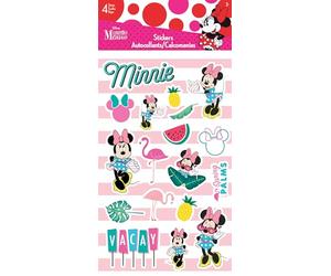 Lot de 4 feuilles d'autocollants Minnie Mouse Tropical Standard