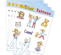 Lot de 4 feuilles de 36 tatouages « Conni - My Friend » - Cadeau ou pour jouer - Pour fille - Pour anniversaire d'enfant