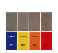 Lot de 4 feuilles de papier abrasif galvanisé avec crochet et boucle en nylon pour polissage à la main du verre, de la porcelaine, de la céramique
