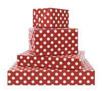 Lot de 4 feuilles de papier cadeau à pois rouges et blancs - Pour Noël et toutes les fêtes - 49,6 x 68,5 cm par feuille - Pour femmes, hommes, enfants, anniversaire, mariage, douche prénatale