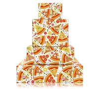Lot de 4 feuilles de papier cadeau imprimé pizza, feuilles pliées de papier cadeau amusant pour enfants, hommes, femmes, filles, garçons, Noël, fête d'anniversaire, 50,8 x 71,1 cm