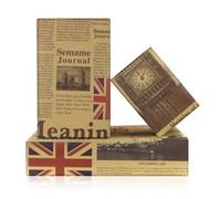 Lot de 4 feuilles de papier cadeau vintage Londres Big Ben 50 x 70 cm - Papier cadeau kraft plié à plat pour anniversaire ou fête nationale