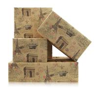 Lot de 4 feuilles de papier cadeau vintage Paris Romantique Paris Tour Eiffel Arc de Triomphe 50 x 70 cm, papier kraft plié à plat pour anniversaire ou mariage