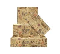 Lot de 4 feuilles de papier cadeau vintage Paris russe en forme de vélo - 50 x 70 cm - Plié à plat - Pour anniversaire ou mariage