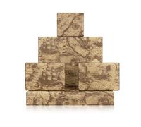 Lot de 4 feuilles de papier cadeau vintage rétro marron mystérieux océan antique océan Extrême-Orient Carte du monde voilier Marron nautique Papier kraft plié à plat 50 x 70 cm pour