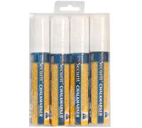 Securit Marqueurs craie liquide Lot de 4 Pointe large biseautée 7-15 mm Blanc