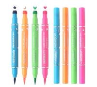 Lot de 4 feutres liquides pour les yeux - Tampon imperméable - Stylo à pointe en forme de cœur - Outil de maquillage de fête Longuween - Pochoir à motif rapide