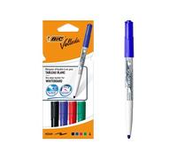 BIC Velleda 1741 Feutres pour Tableau Blanc Effaçables à Sec Pointe Conique Moyenne - Couleurs Assorties, Pochette de 4