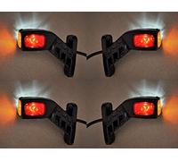 Lot de 4 feux de gabarit latéraux à LED 12 V/24 V pour camion, remorque, châssis, benne, caravane, camping-car, rouge, blanc, orange.