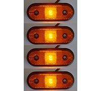 Lot de 4 feux de gabarit LED 12-24 V avec lentille réfléchissante orange et ambre - Marquage E - Pour camion, benne, caravane, camping-car, bus, van
