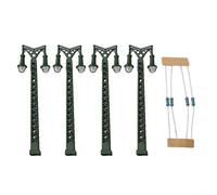 Lot de 4 feux de mât en treillis à l'échelle N pour modèles de chemin de fer 3 V CC/AC, comprend des résistances série 12-16 V, construction métallique, ne convient pas aux moins de 14 ans
