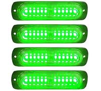 Lot De 4 feux Stroboscopiques d'urgence à LED Pour Voiture 12 Voyants Stroboscopiques 12 V/24 V Lampe Clignotante d'urgence Pour Camion, Véhicule Tout-terrain, VTT, Motos (Vert)