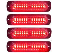 Lot De 4 feux Stroboscopiques d'urgence à LED Pour Voiture 12 Voyants Stroboscopiques 12 V/24 V Lampe Clignotante d'urgence Pour Camion, Véhicule Tout-terrain, VTT, Motos (rouge)