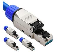 Lot de 4 fiches RJ45 CAT 8 - Fiche réseau sans outil pour Ethernet, câble de pose et câble réseau | Compatible Gigabit, STP blindé, 40 Gbit/s, contacts plaqués or