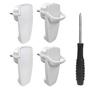 Lot de 4 fiches Schuko électriques, fiche coudée extra plate avec poignée pliante, 250 V 16 A pour câbles jusqu'à 3 x 1,5 mm², fiche plate européenne, blanc