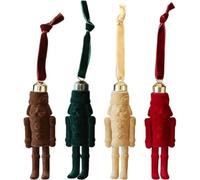 Lot de 4 figurines casse-noisettes floquées à suspendre - Soldats - Décoration de sapin de Noël - Décoration de cheminée - Belle finition