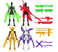 Lot de 4 figurines d'action T13 - Robot Titan 13 multicolore de 17,8 cm, factice 13, robot Lucky 13 imprimé 3D pour collectionneurs, décorations de bureau (assemblage terminé)