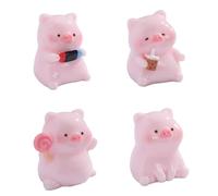 Lot de 4 figurines de cochons minis en résine pour décoration de jardin, miniatures, accessoires de maison de poupée, ornement cadeau, accessoires de jardin féeriques