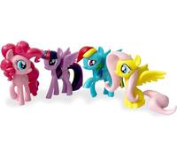 Lot de 4 figurines de Poney Pinkie Pie Twilight Sparkle Rainbow Dash Fluttershy 6-7 cm Figurines Poney Jouets Filles Cadeau à collectionner