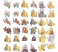 Lot de 4 figurines MOC Seigneurs des Anneaux : Guerrier Elvenque, Orc, Rohan, Gondor - Ensemble de personnages, armée animale, arc et arbalète - Cadeaux jouets PG561-564