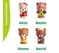 Lot de 4 figurines ours Les Klorofil Browny Family VULLI Alice Basile Emma David Marron et multicolore en blister