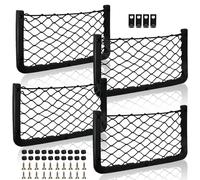 Lot de 4 Filet Rangement pour Voiture, Filet Coffre avec Vis, Crochet, Sac Pocket Organizer pour Auto, Camping-Cars, Bateaux, Maison (36 x 18cm)