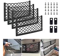Lot de 4 Filets à Bagages 36 x 18 cm avec Crochet pour Coffre de Voiture, Camping-Car, Filet de Rangement pour Caravane, Camion, camionnette, Van