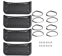 Lot de 4 filets de rangement de voiture en nylon élastique pour camping-car, camion, bateau, maison - Organiseur de coffre avec vis et sangles - Support intérieur noir
