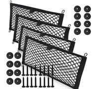 Lot de 4 filets de rangement élastiques à double couche (60 x 24,9 cm) pour voiture, caravane, camping-car, bateau, camion, lit ou coffre