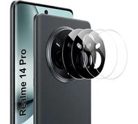 Lot de 4 films pour appareil photo Realme 14 Pro,dureté 9H,verre trempé,protection de l'objectif HD,anti-rayures,écran de caméra,noir x2 transparent x2