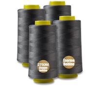 Lot de 4 fils à coudre, 100% polyester, pour machine à coudre, 4 fils à coudre, indéchirables, fil à coudre, fil de surjection, 40/2 chacune, 2745 m, 11000 m au total (gris foncé)