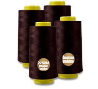 Lot de 4 fils à coudre, 100% polyester, pour machine à coudre, 4 fils à coudre, indéchirables, fil à coudre, fil de surjection, 40/2 chacune, 2745 m, 11000 m au total (brun foncé)
