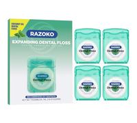 Lot de 4 fils dentaires extensibles à l'huile de noix de coco (50 verges), saveur menthe